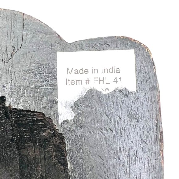 Large 14" x 5.75" Wood Elephant Wall Sconce Hand Carved in India - Picture 9 of 9